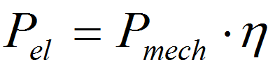 Zusammenhang von zugeführter mechanischer zu abgegebener elektrischer Leistung